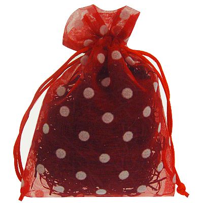 Organza Drawstring  Pouch with Polka Dots