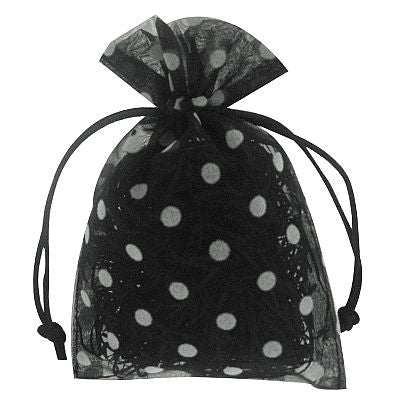 Organza Drawstring  Pouch with Polka Dots