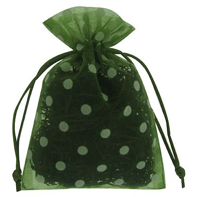 Organza Drawstring  Pouch with Polka Dots