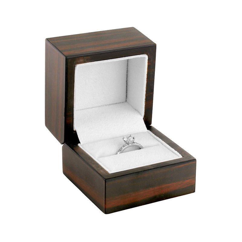 Brown Zebra Wood Single Ring  Box