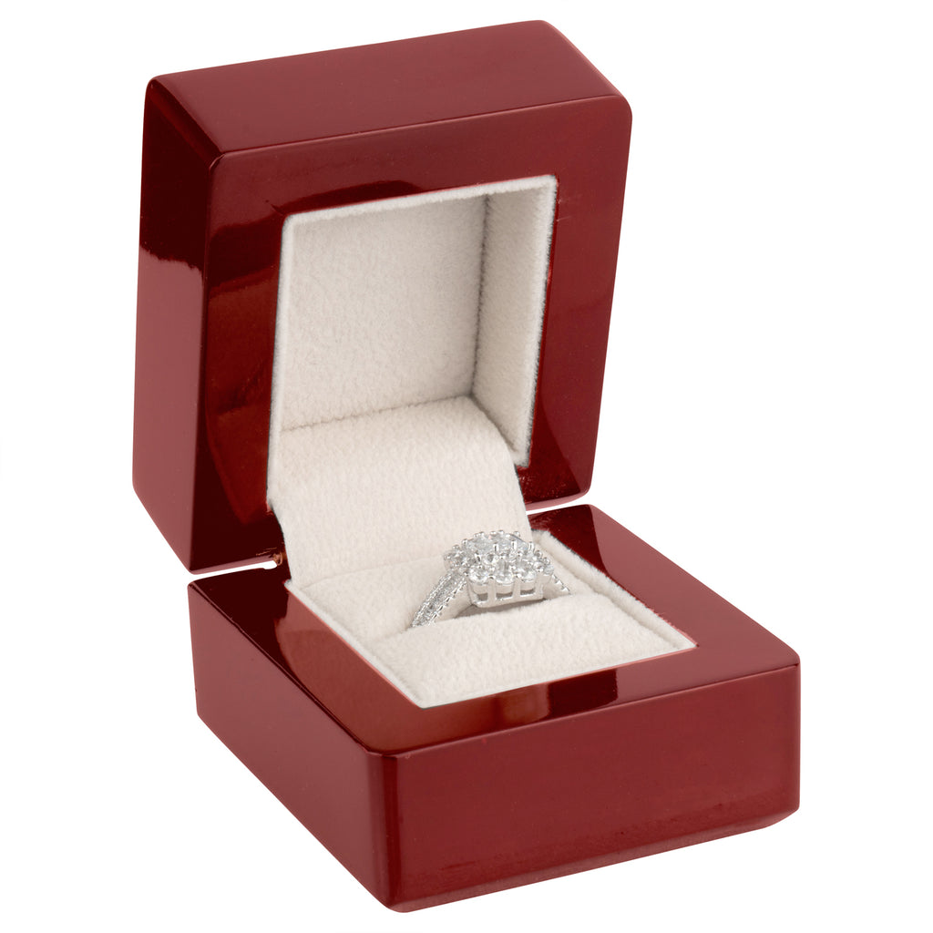 40x40mm Jewelry box - Ring with tongue - Bamboo - Suede Beige x1 - Perles &  Co