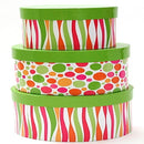 Black and White Damask Three Piece Round Nested Gift Boxes