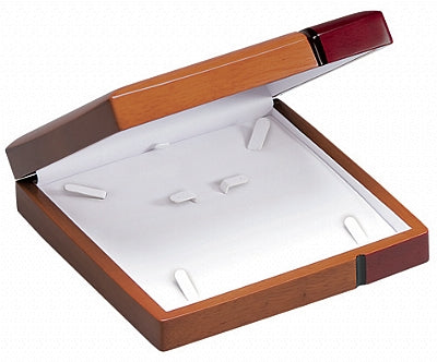 Wooden 3 Tones Large Set Box with White Leatherette Interior