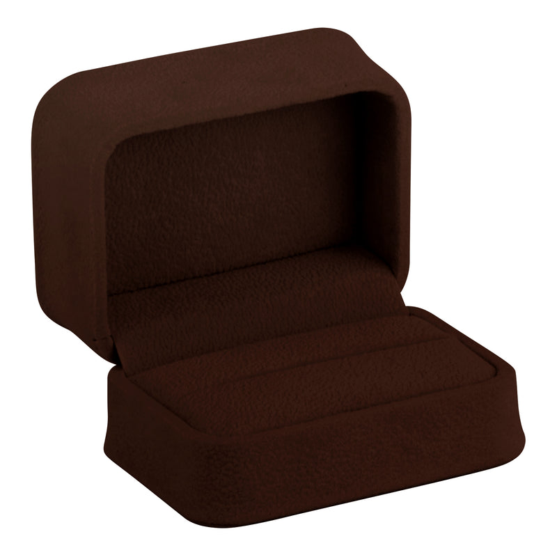 Suede Double Ring Box with Matching Suede Interior