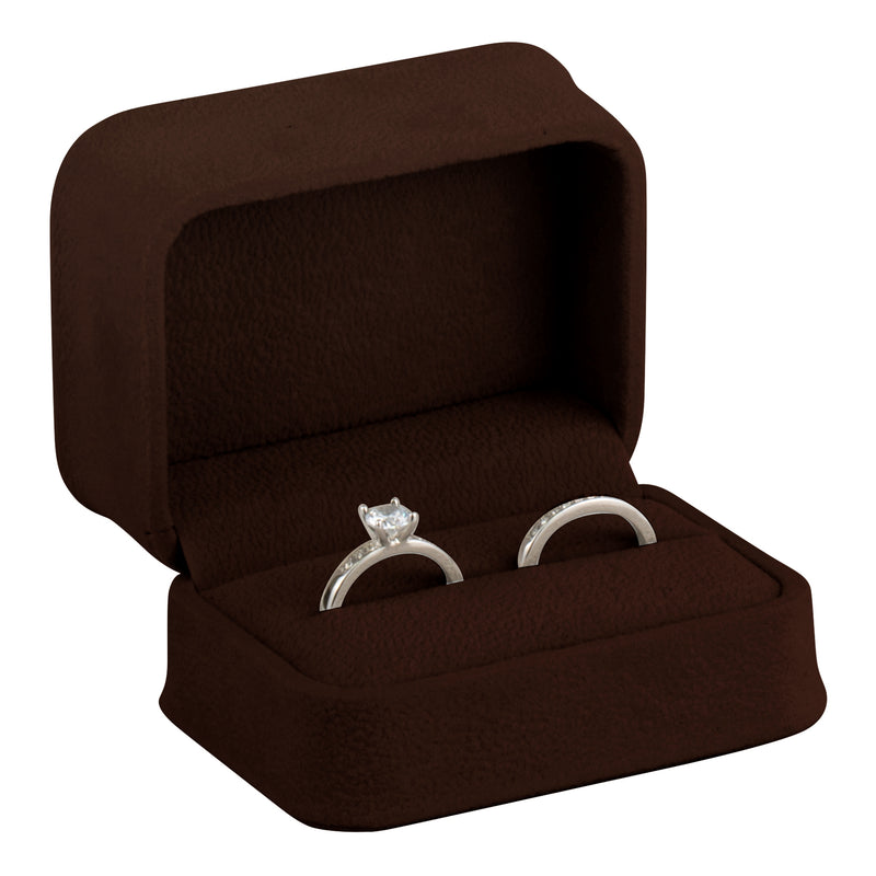 Suede Double Ring Box with Matching Suede Interior