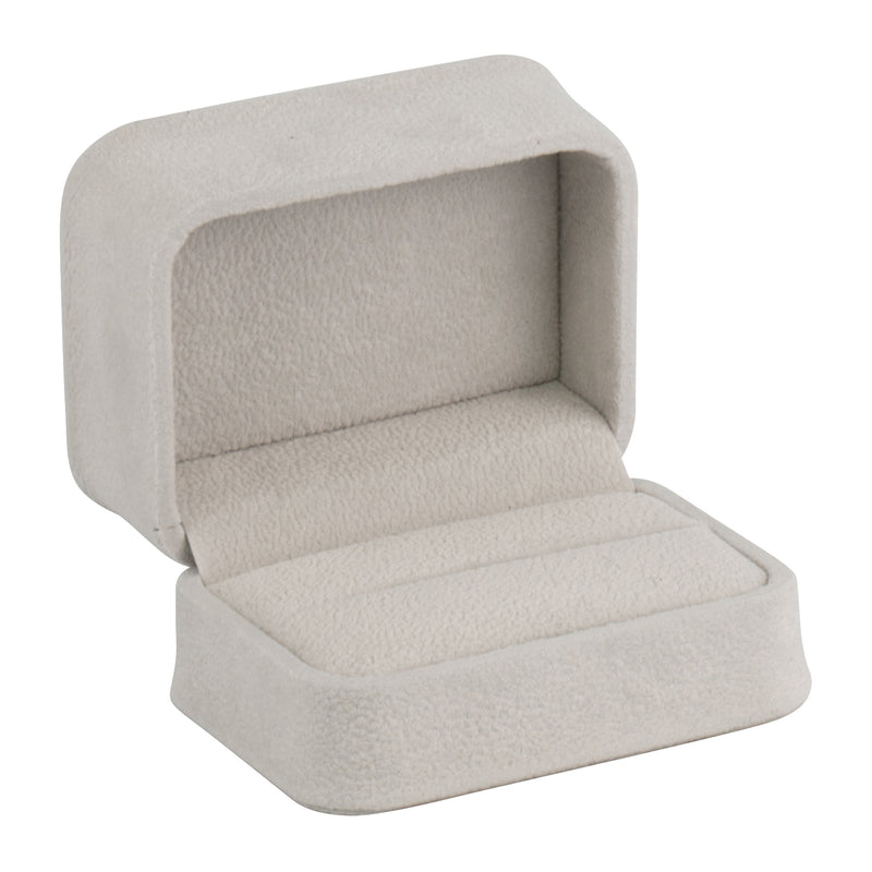 Suede Double Ring Box with Matching Suede Interior