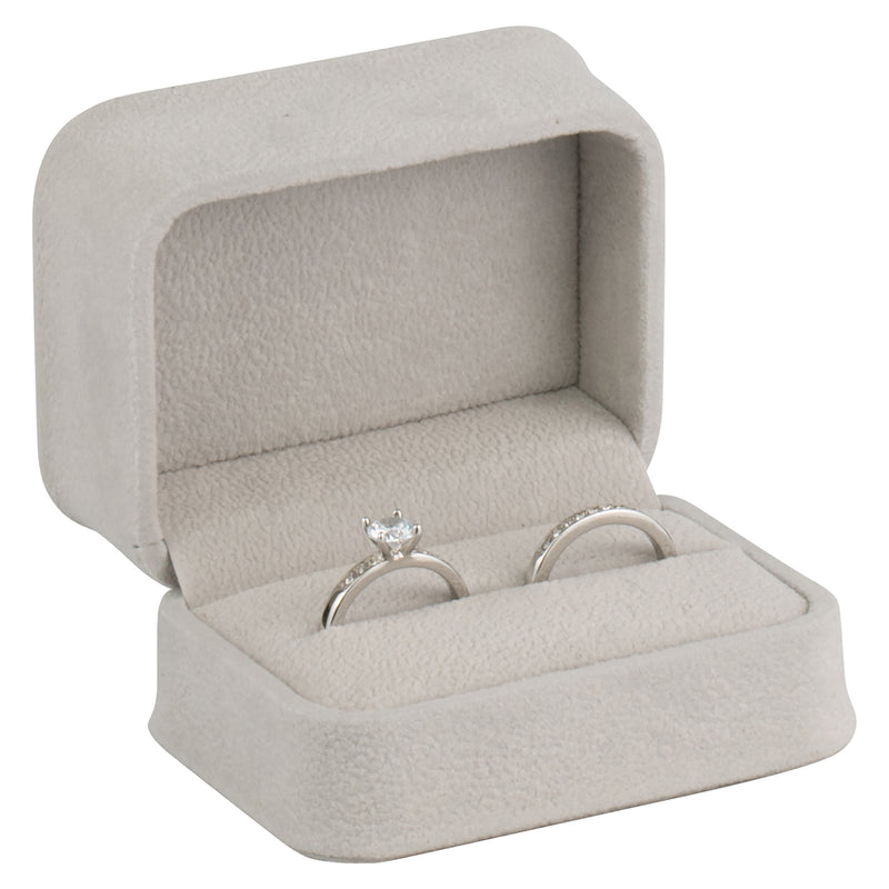 Suede Double Ring Box with Matching Suede Interior