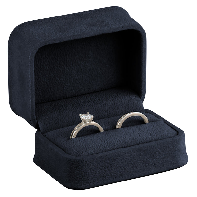 Suede Double Ring Box with Matching Suede Interior