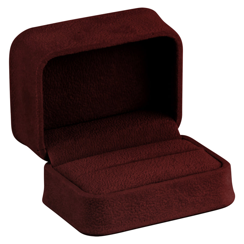 Suede Double Ring Box with Matching Suede Interior