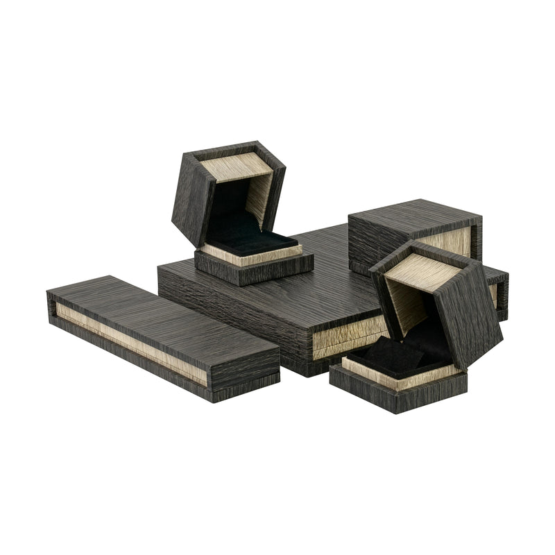 Textured Wood-Grain Pearl Box with Rich Suede Interior