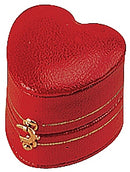 Leatherette Paper Covered  Heart Shaped Single Ring Box with Gold Detailing, Delicate Gold Clasps, and Plush Velvet Inserts