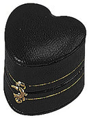 Leatherette Paper Covered  Heart Shaped Single Ring Box with Gold Detailing, Delicate Gold Clasps, and Plush Velvet Inserts