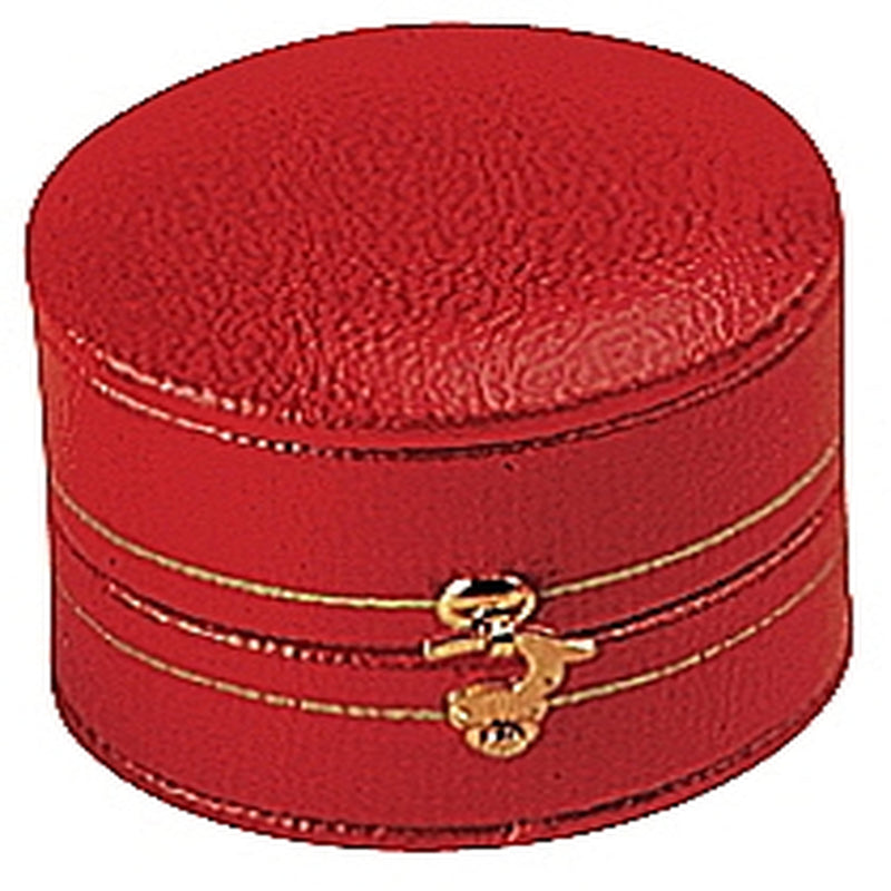 Leatherette Paper Covered  Oval Shaped Single Ring Box with Gold Detailing, Delicate Gold Clasps, and Plush Velvet Inserts